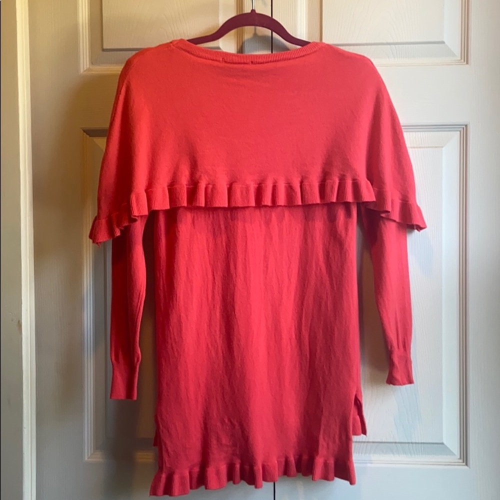 Coral/Orange Ruffle Sweater - Picture 3 of 3